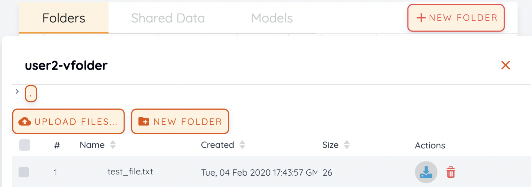 Download icon in the folder explorer