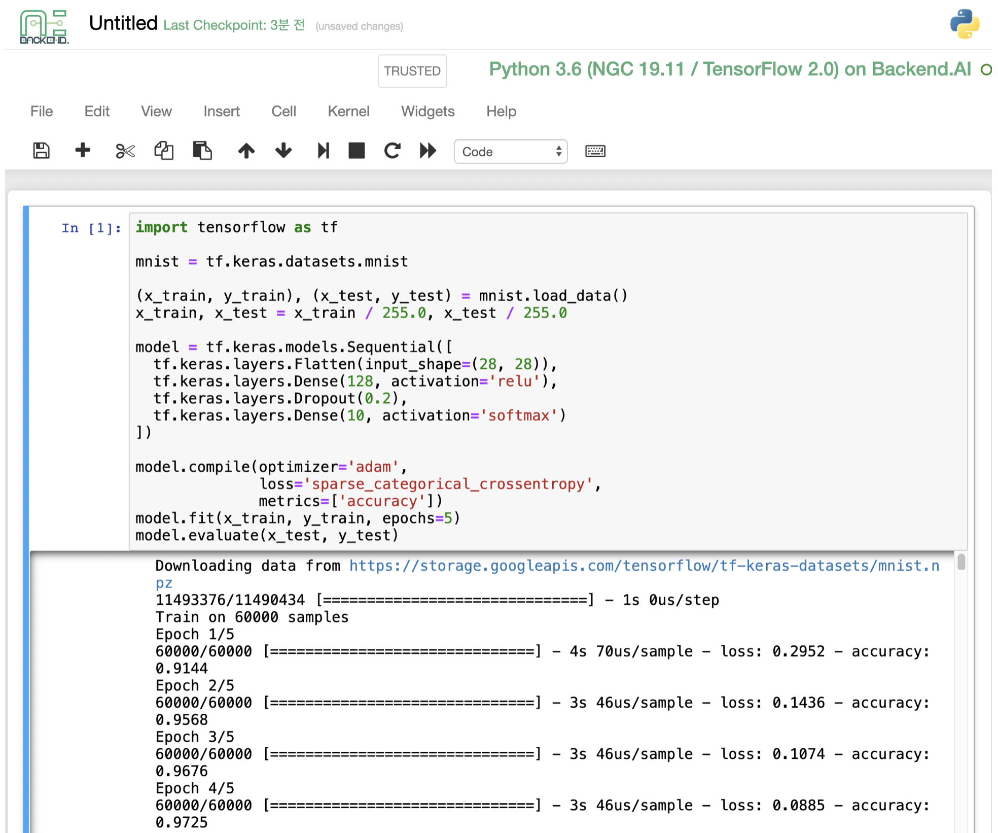 Code execution on Jupyter Notebook