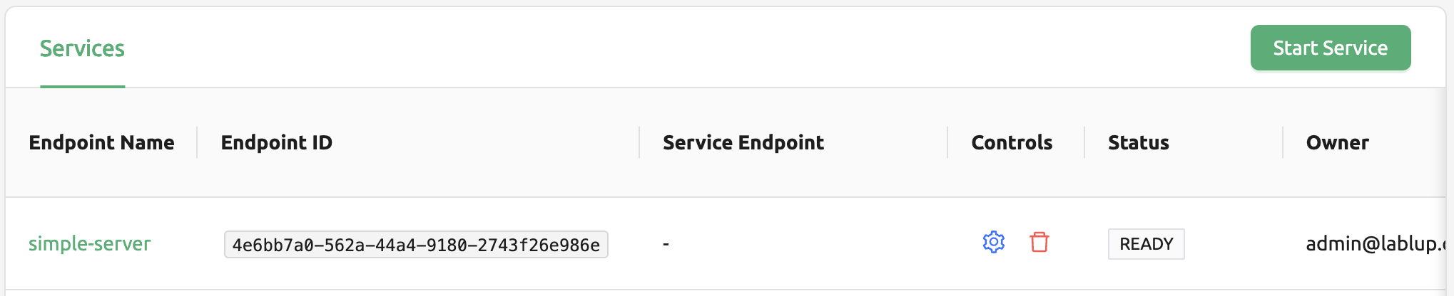 Edit model service dialog