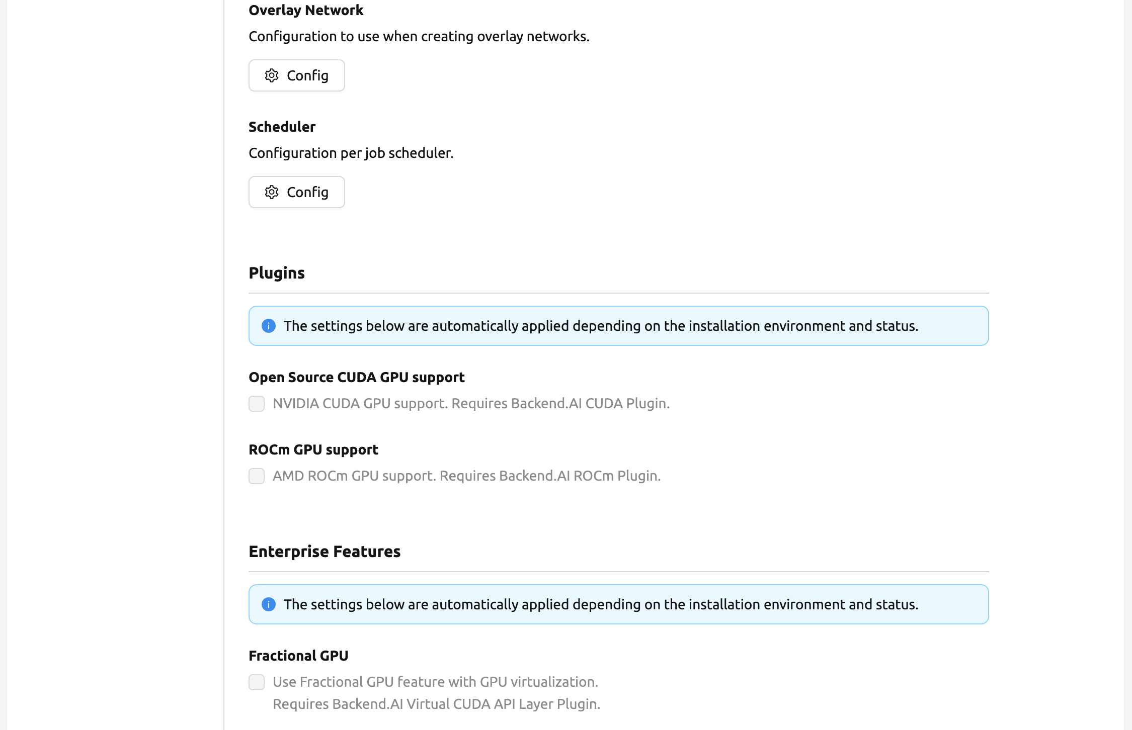 System setting about scaling and plugins