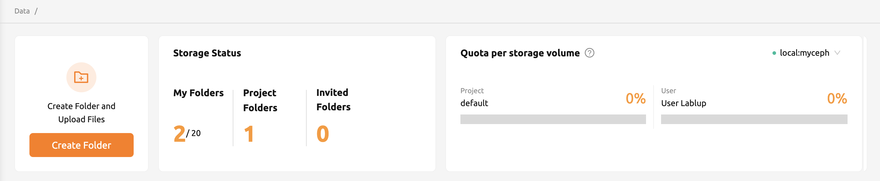 Storage status in Storage page